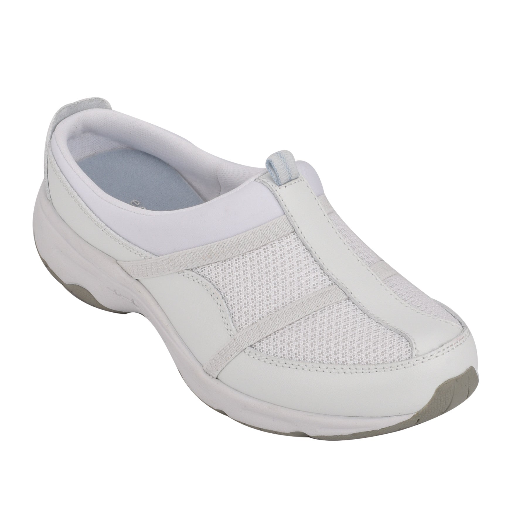 Easy Spirit Argyle Mesh Clogs - White Leather