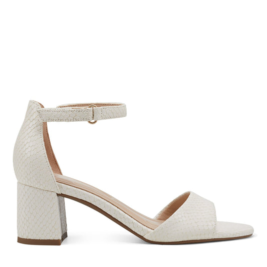 Easy Spirit Daven Ankle Strap Heeled Sandals - Ivory Snake