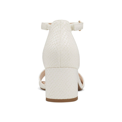Easy Spirit Daven Ankle Strap Heeled Sandals - Ivory Snake