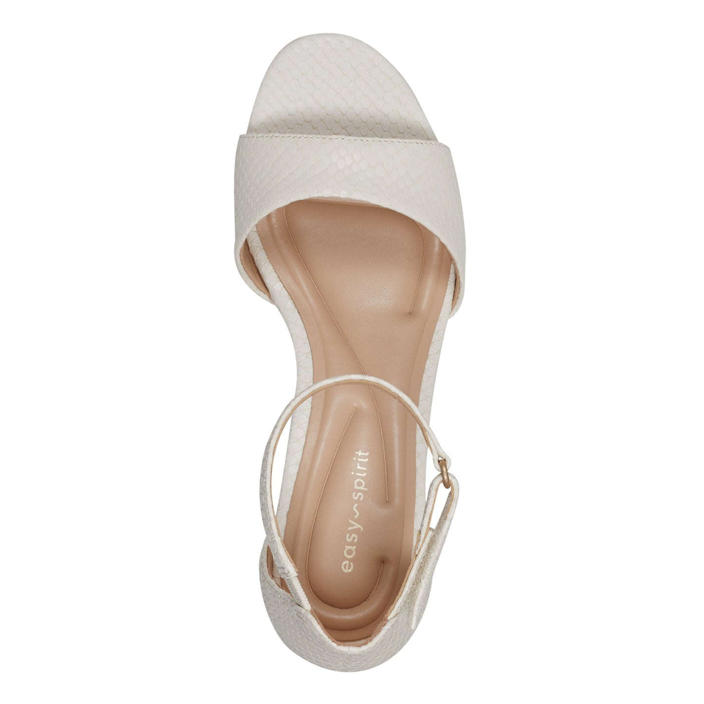 Easy Spirit Daven Ankle Strap Heeled Sandals - Ivory Snake