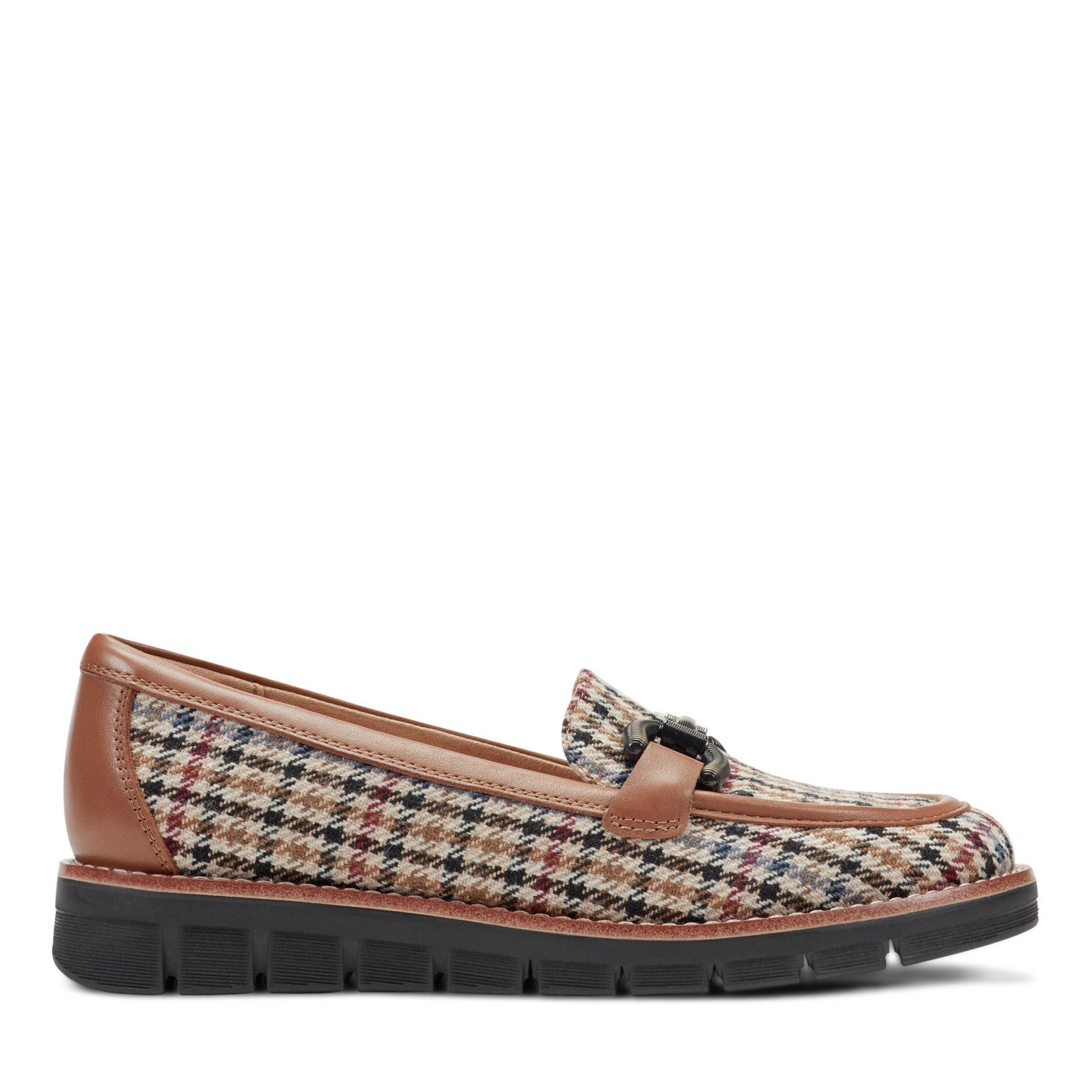 Easy Spirit Vivy Tailored Loafers - Brown Multi Houndstooth