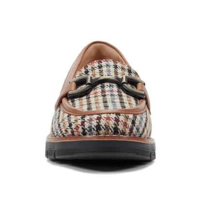Easy Spirit Vivy Tailored Loafers - Brown Multi Houndstooth