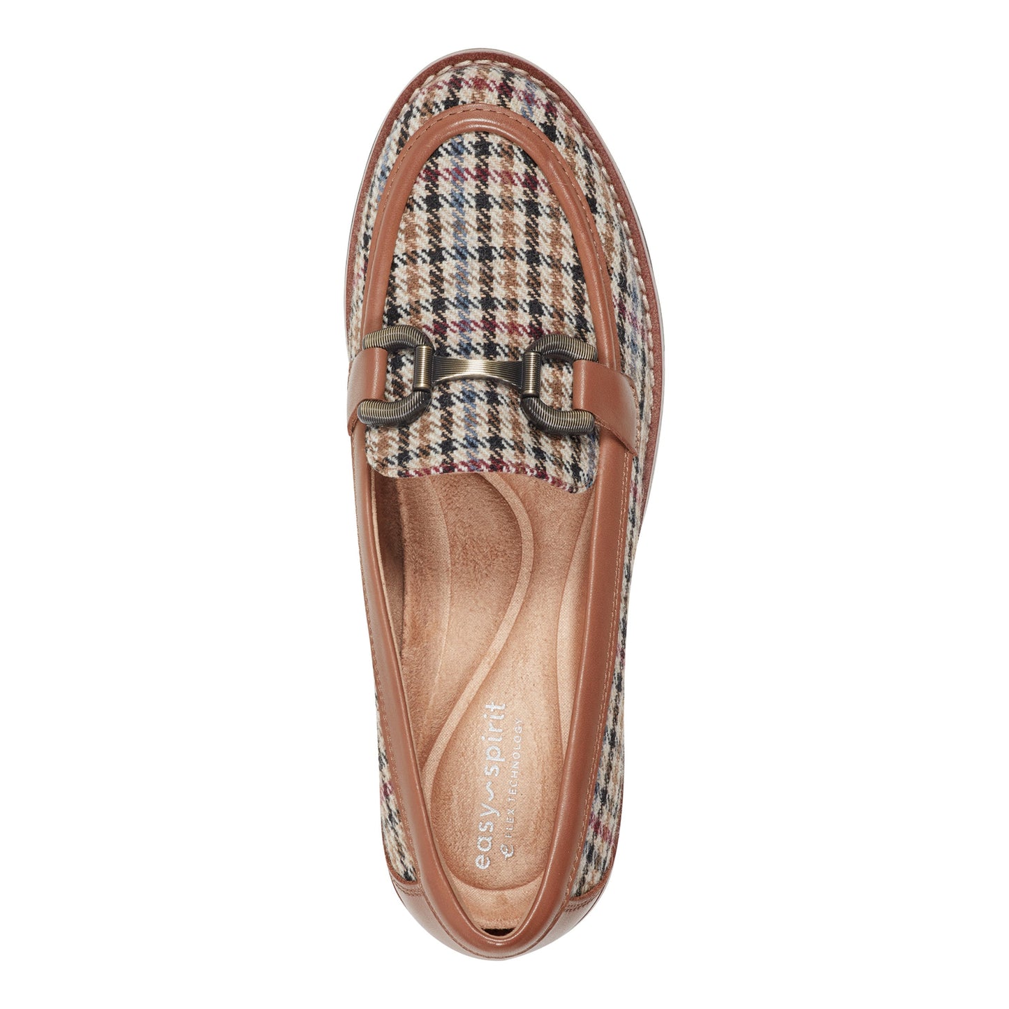 Easy Spirit Vivy Tailored Loafers - Brown Multi Houndstooth
