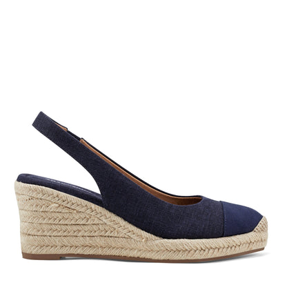 Easy Spirit Margie Platform Wedge Slingbacks - Dark Denim