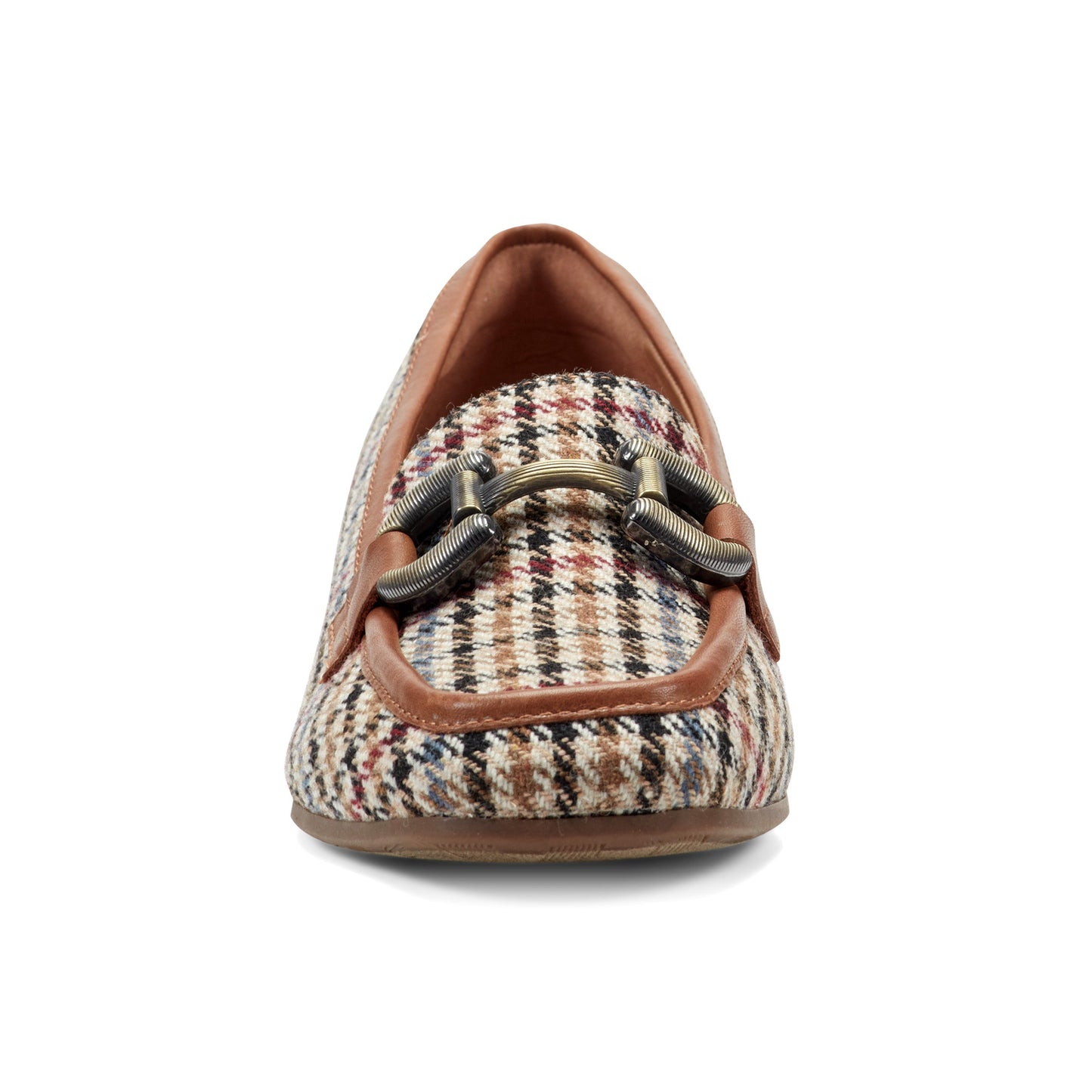 Easy Spirit Franny Dress Loafers - Brown Multi Houndstooth
