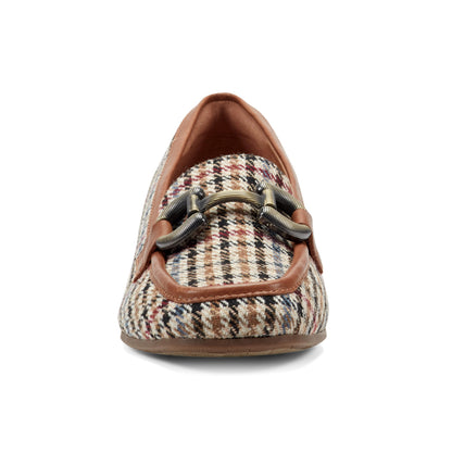 Easy Spirit Franny Dress Loafers - Brown Multi Houndstooth