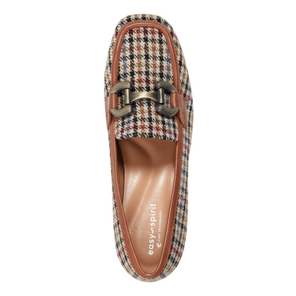 Easy Spirit Franny Dress Loafers - Brown Multi Houndstooth