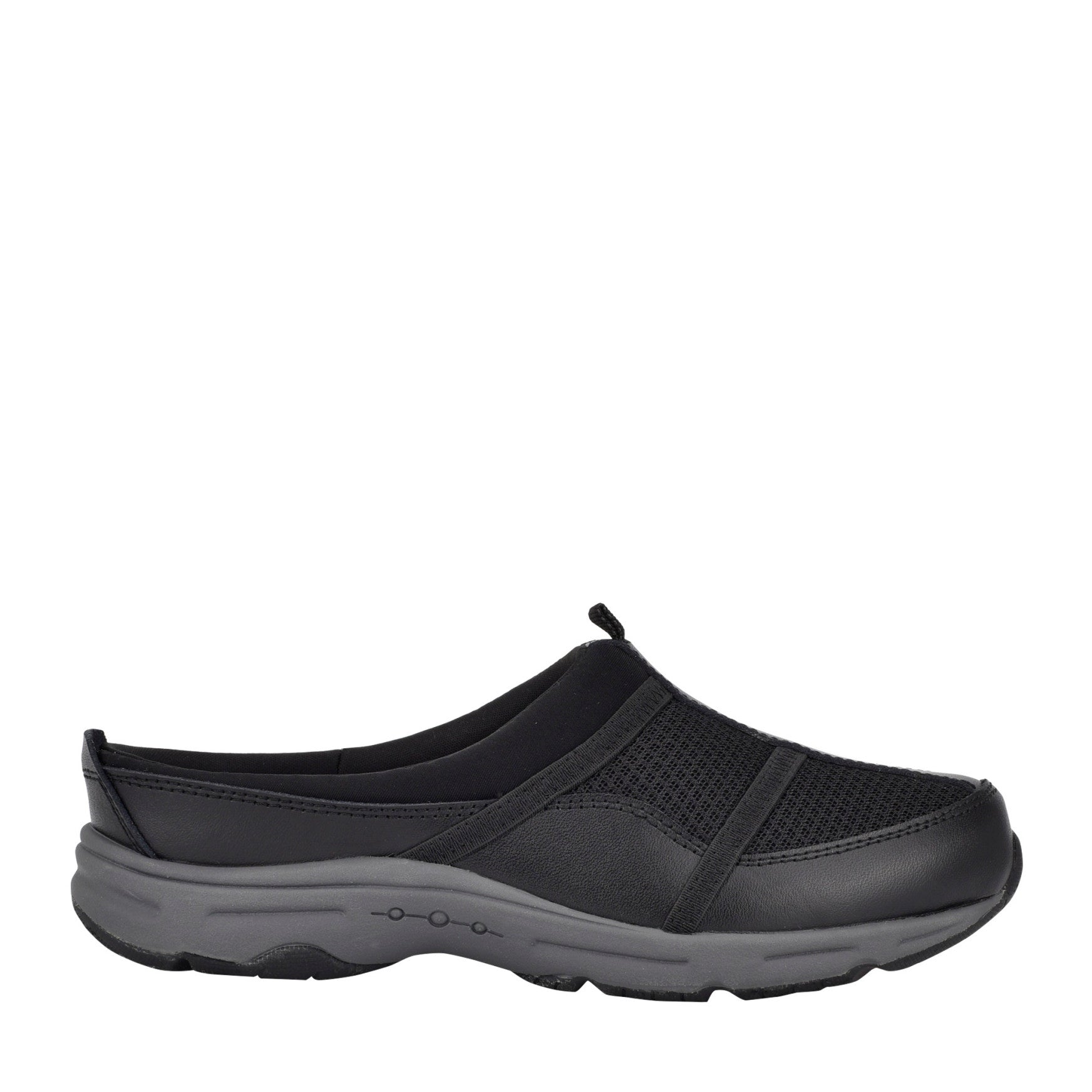 Easy Spirit Argyle Mesh Clogs - Black Leather