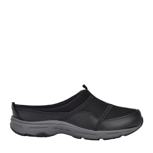 Easy Spirit Argyle Mesh Clogs - Black Leather