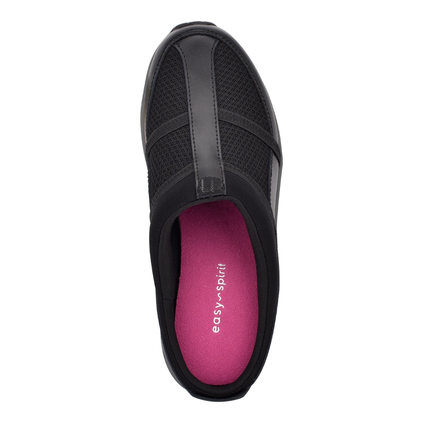 Easy Spirit Argyle Mesh Clogs - Black Leather