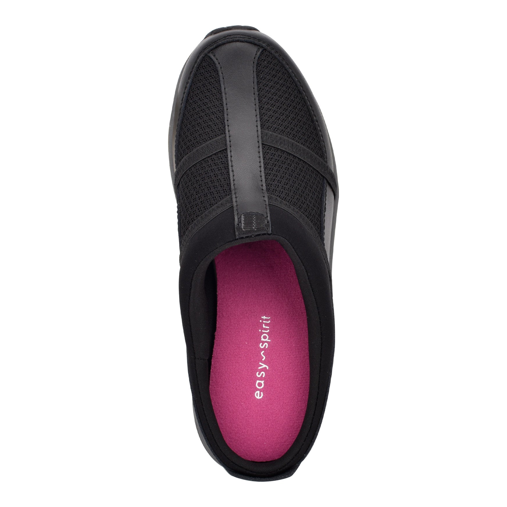 Easy Spirit Argyle Mesh Clogs - Black Leather