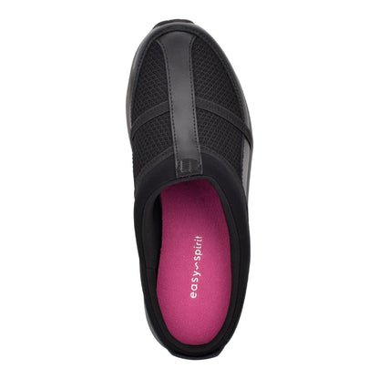 Easy Spirit Argyle Mesh Clogs - Black Leather