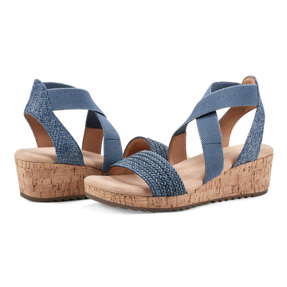 Easy Spirit Lorena Wedge Sandals - Denim