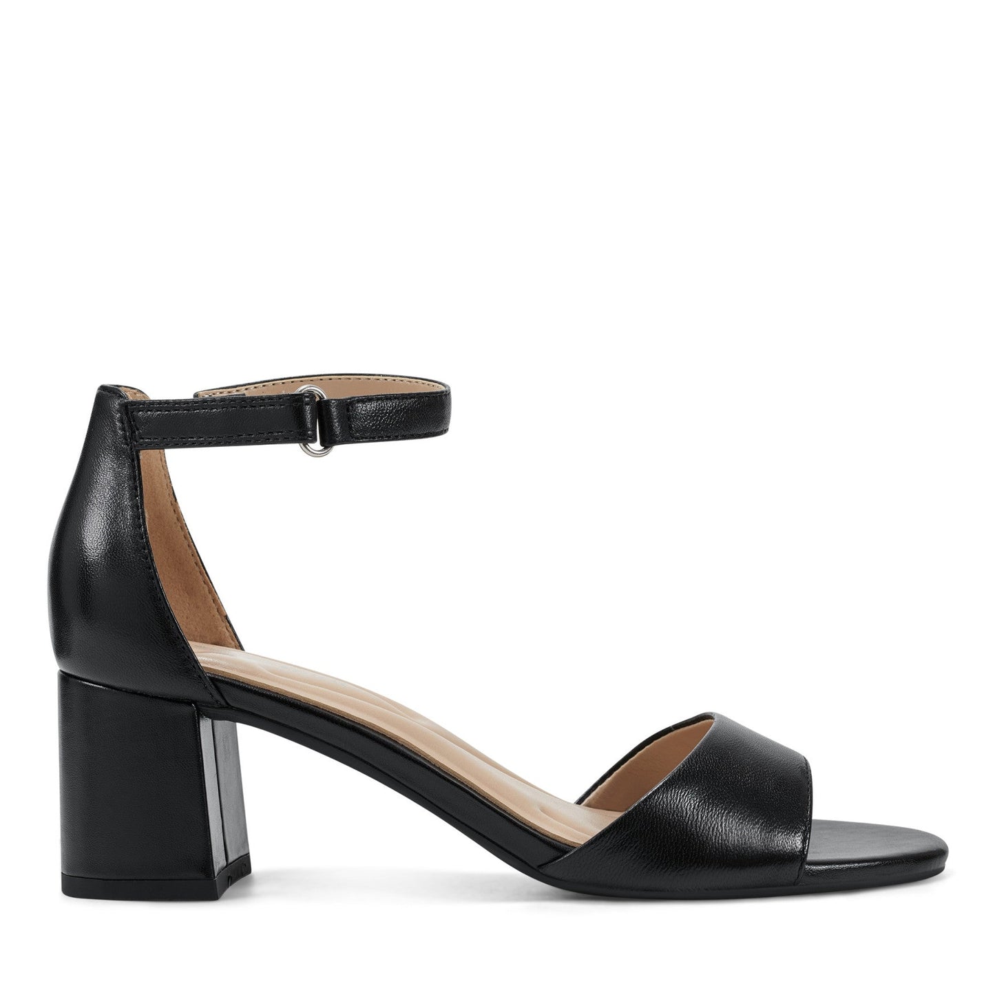 Easy Spirit Daven Ankle Strap Heeled Sandals - Black Leather