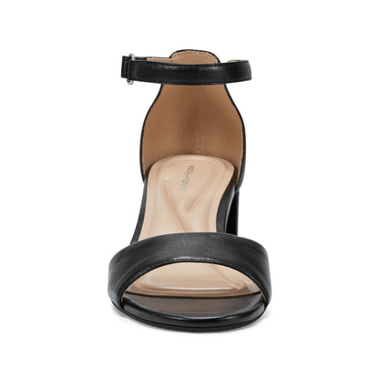 Easy Spirit Daven Ankle Strap Heeled Sandals - Black Leather
