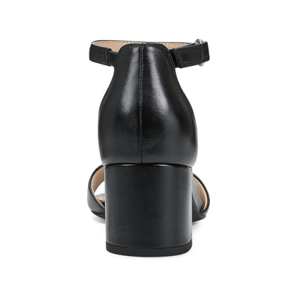 Easy Spirit Daven Ankle Strap Heeled Sandals - Black Leather