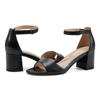Easy Spirit Daven Ankle Strap Heeled Sandals - Black Leather