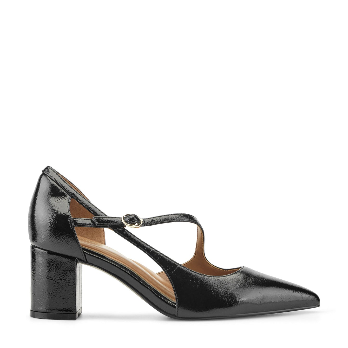 Easy Spirit Nerina Asymmetrical Block Heel Pumps - Black Leather