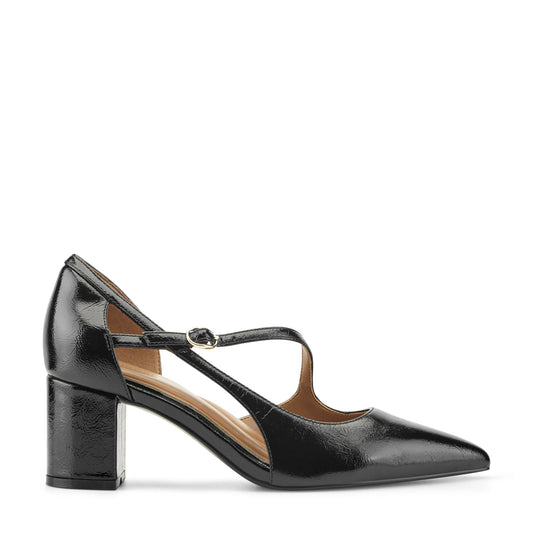 Easy Spirit Nerina Asymmetrical Block Heel Pumps - Black Leather