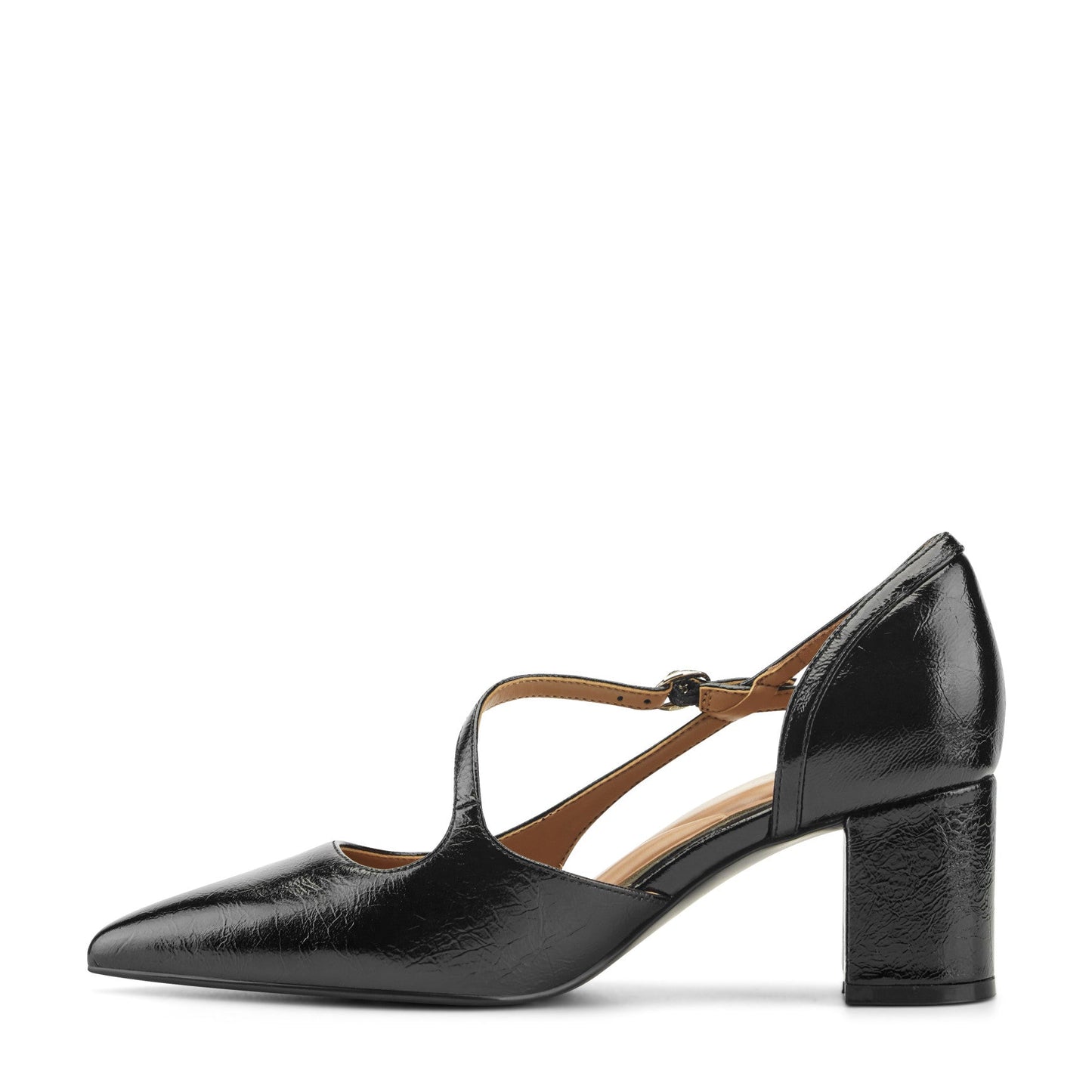 Easy Spirit Nerina Asymmetrical Block Heel Pumps - Black Leather