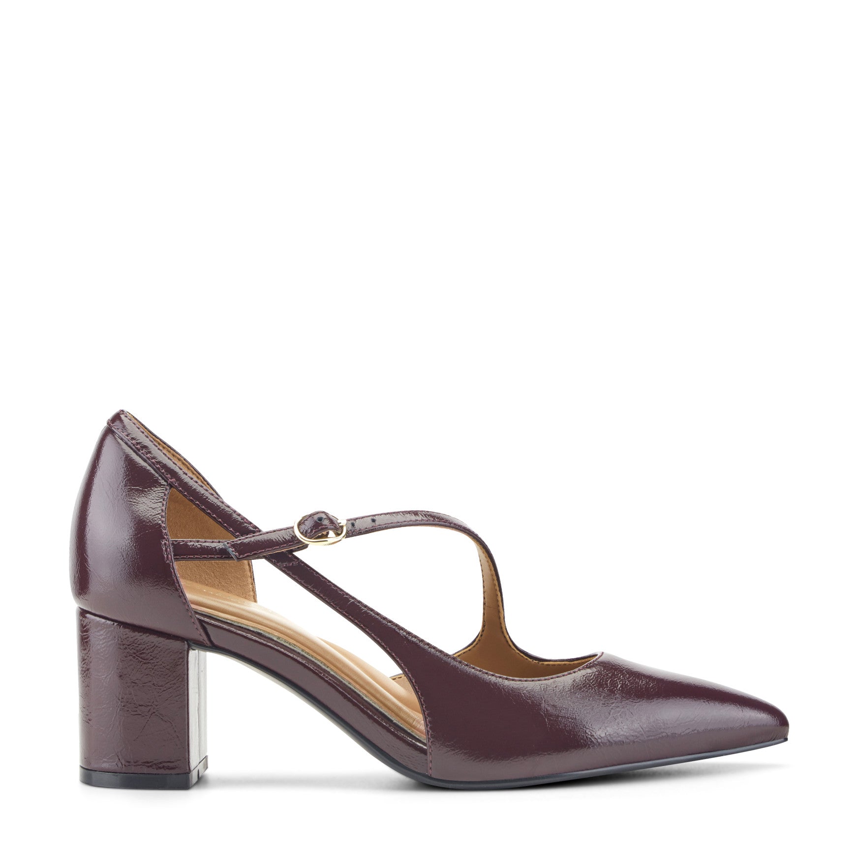 Easy Spirit Nerina Asymmetrical Block Heel Pumps - Burgundy Leather