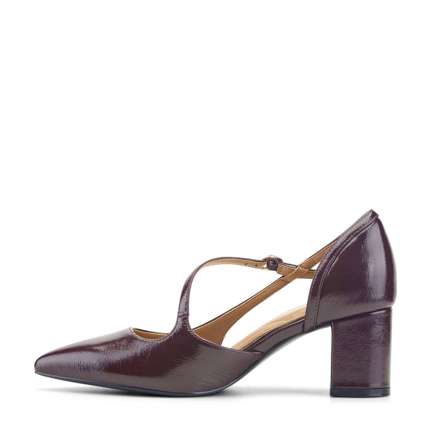 Easy Spirit Nerina Asymmetrical Block Heel Pumps - Burgundy Leather