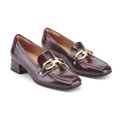 Easy Spirit Falyn Block Heel Loafers - Burgundy Leather