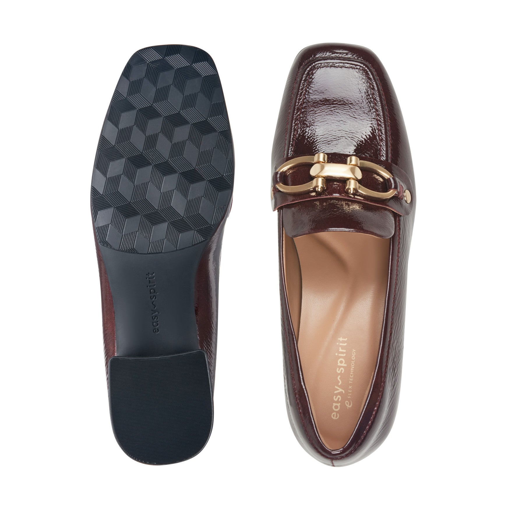 Easy Spirit Falyn Block Heel Loafers - Burgundy Leather