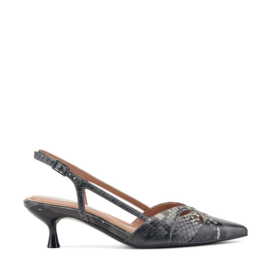 Easy Spirit Kaisley Slingback Dress Pumps - Grey Snake Print Leather