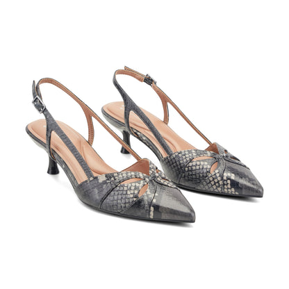 Easy Spirit Kaisley Slingback Dress Pumps - Grey Snake Print Leather