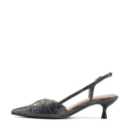 Easy Spirit Kaisley Slingback Dress Pumps - Grey Snake Print Leather