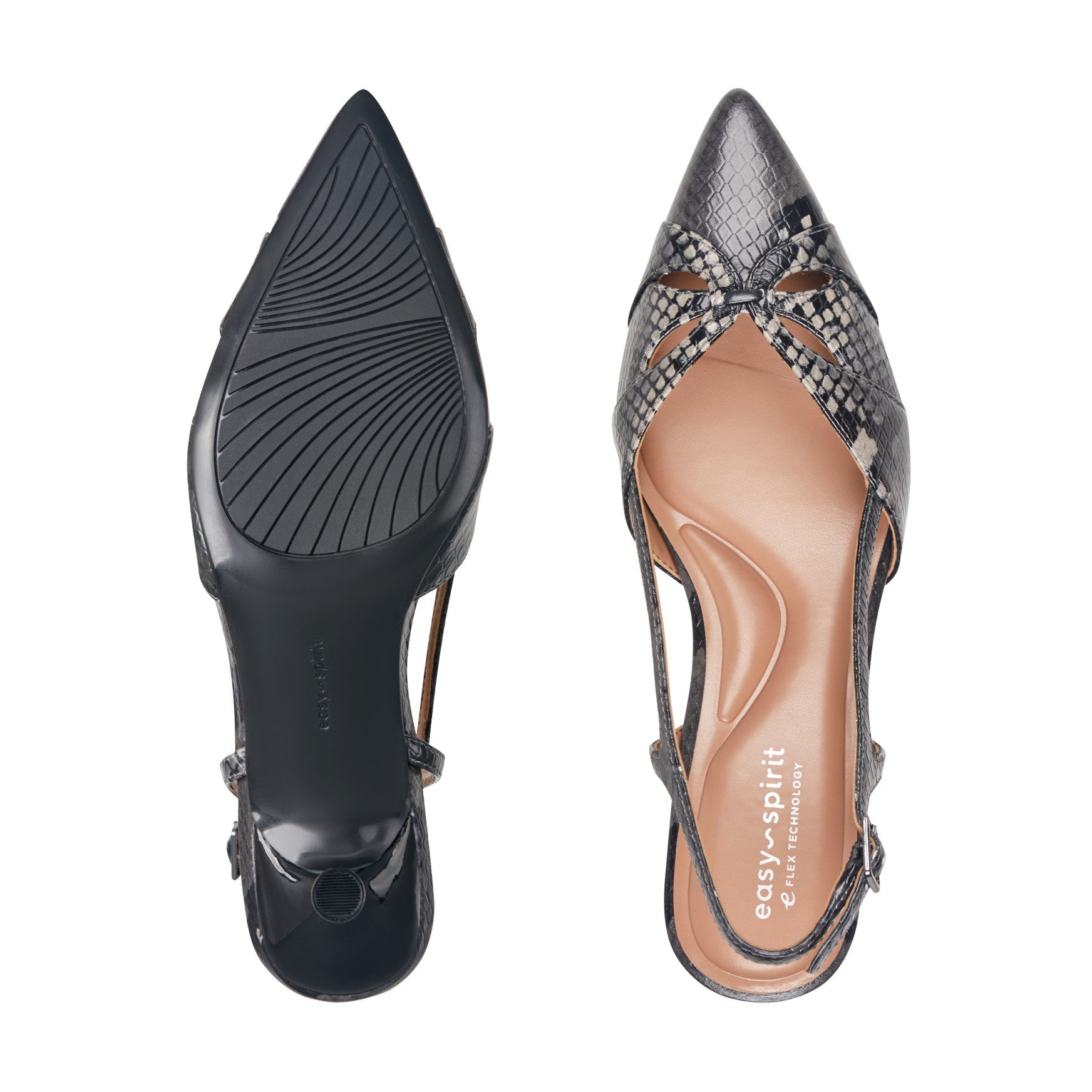 Easy Spirit Kaisley Slingback Dress Pumps - Grey Snake Print Leather