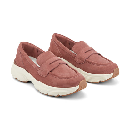 Easy Spirit Morgen Sneaker Loafers - Medium Pink Suede