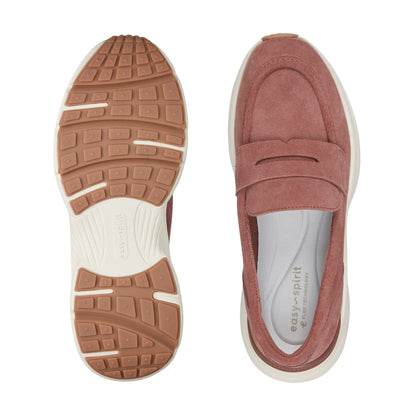 Easy Spirit Morgen Sneaker Loafers - Medium Pink Suede