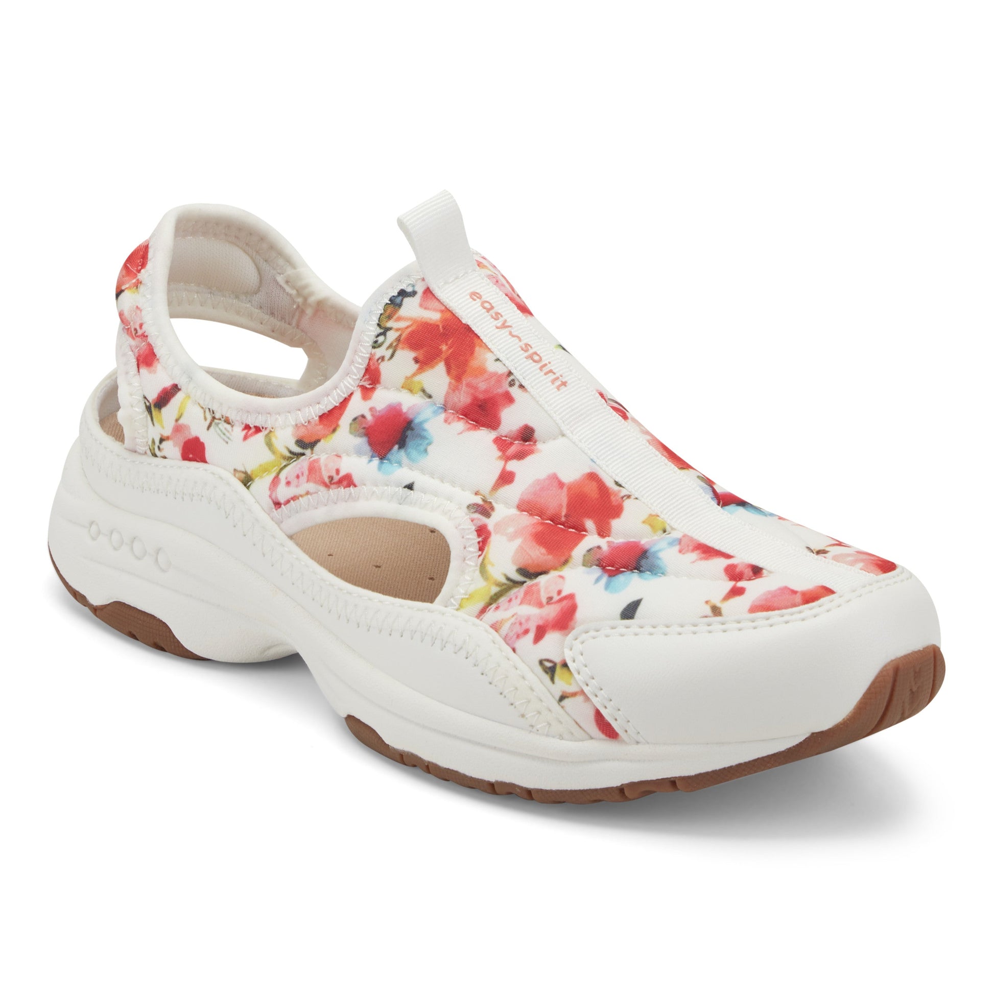 Easy Spirit Trina Slip On Walking Shoes - White/Red Floral