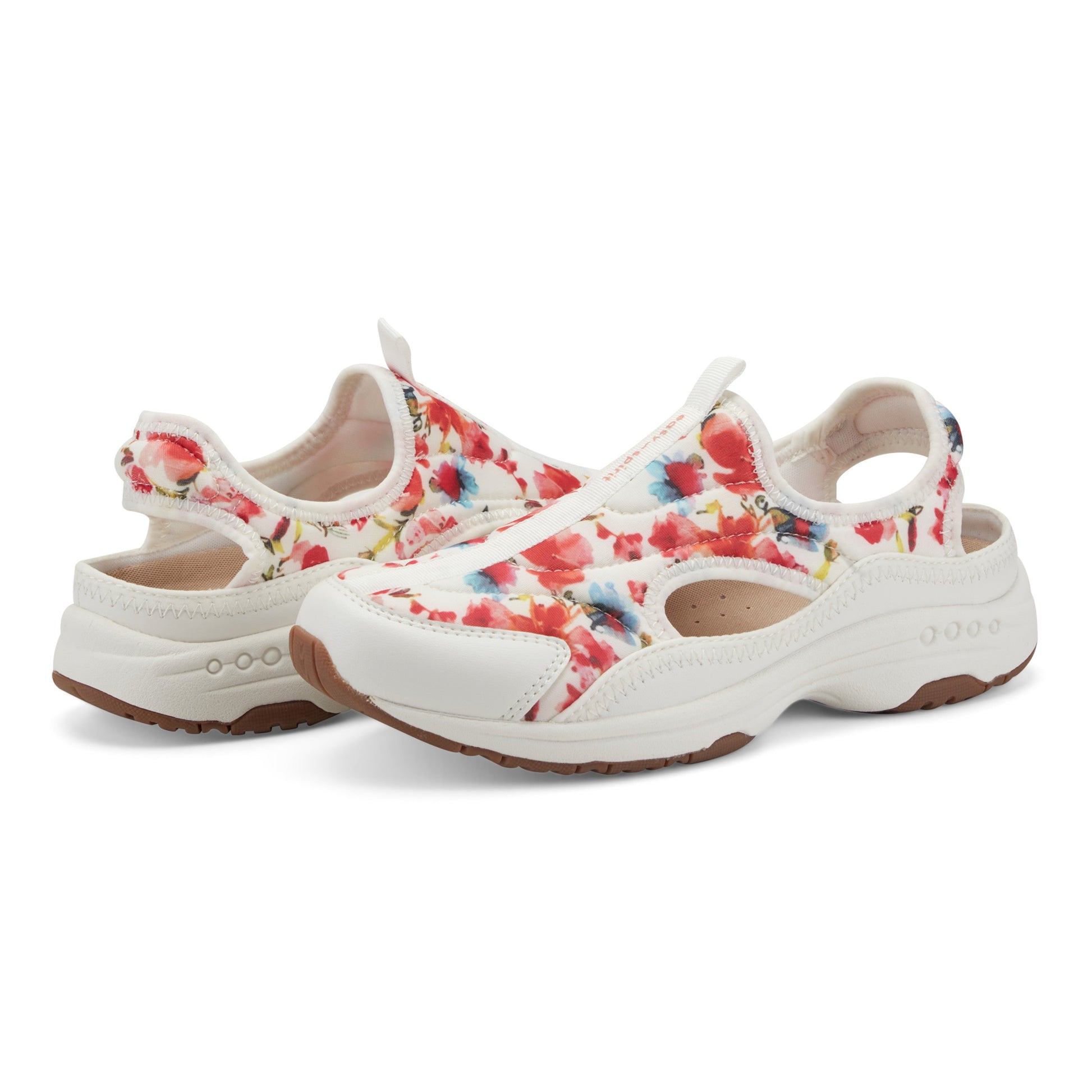Easy Spirit Trina Slip On Walking Shoes - White/Red Floral
