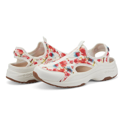 Easy Spirit Trina Slip On Walking Shoes - White/Red Floral
