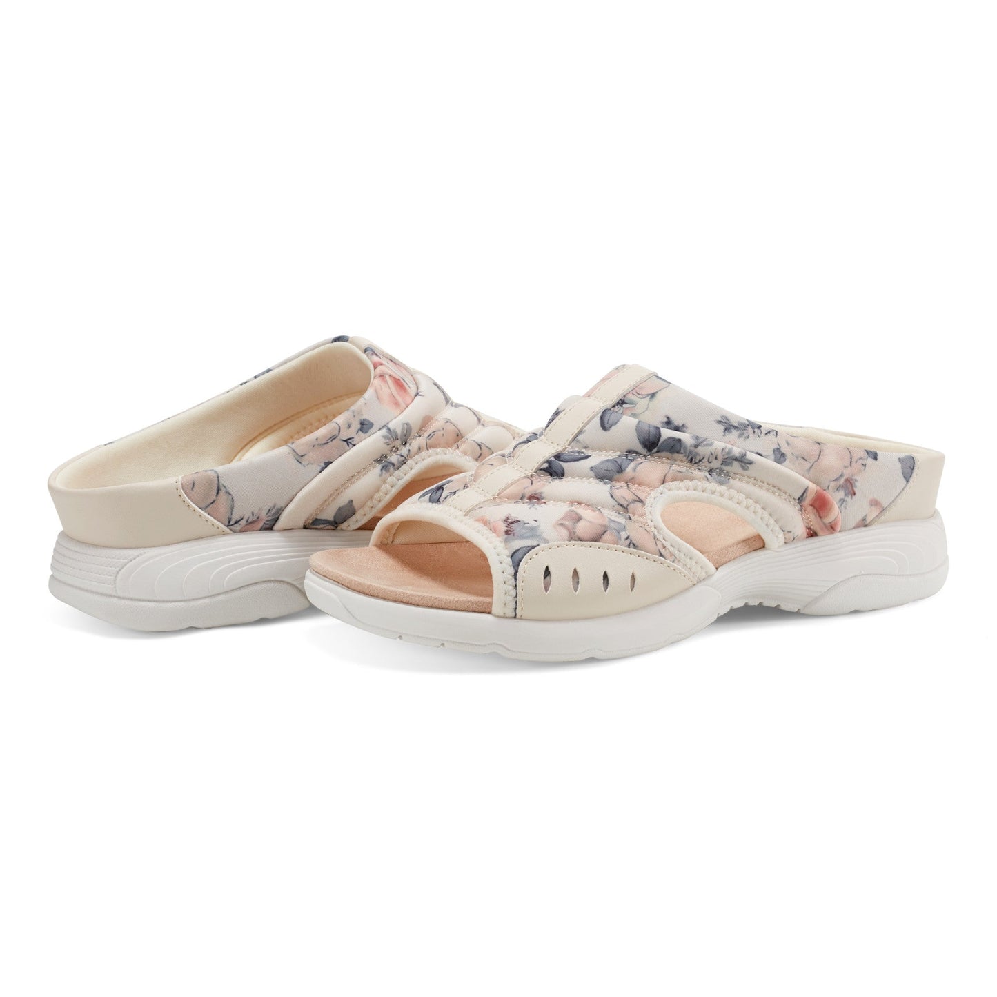 Easy Spirit Traciee Slip On Sandals - Ivory Floral Print