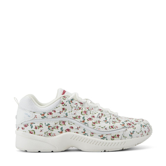 Easy Spirit Romy Walking Shoes - White/Pink Floral