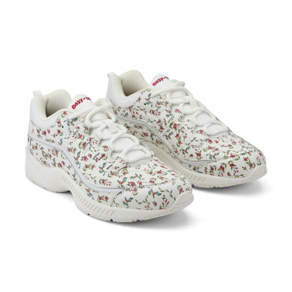 Easy Spirit Romy Walking Shoes - White/Pink Floral