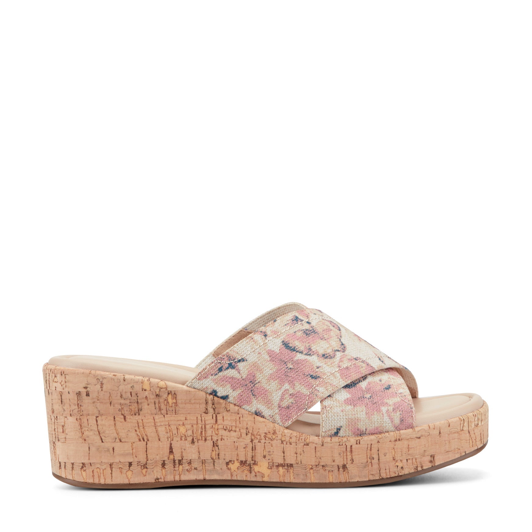 Easy Spirit Fawn Slip On Wedge Sandals - Light Pink Floral