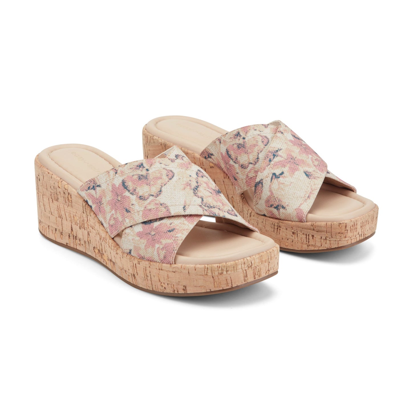 Easy Spirit Fawn Slip On Wedge Sandals - Light Pink Floral