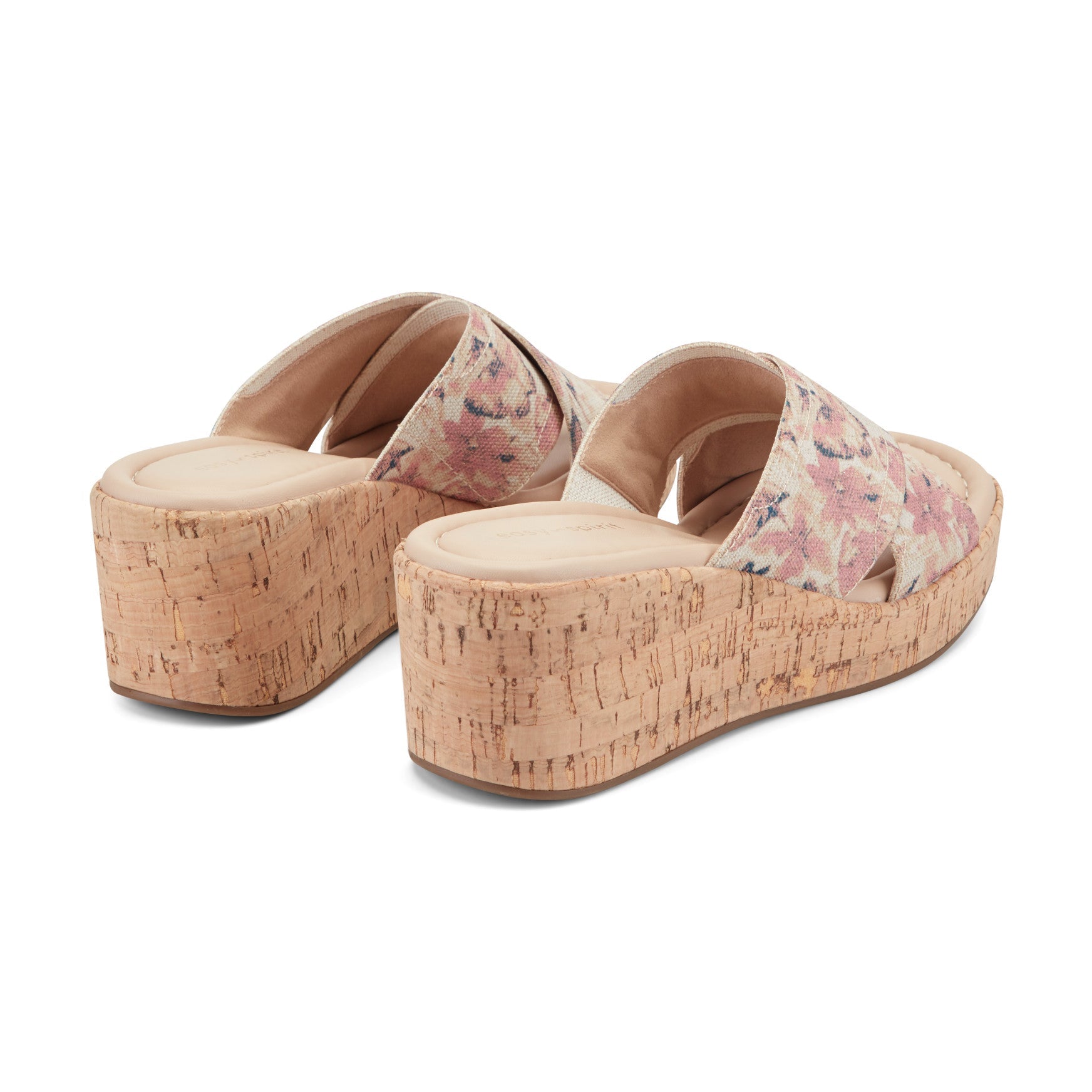 Easy Spirit Fawn Slip On Wedge Sandals - Light Pink Floral