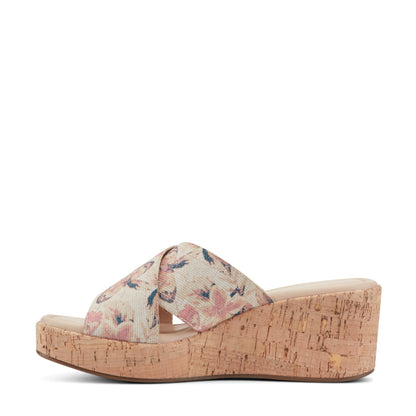 Easy Spirit Fawn Slip On Wedge Sandals - Light Pink Floral