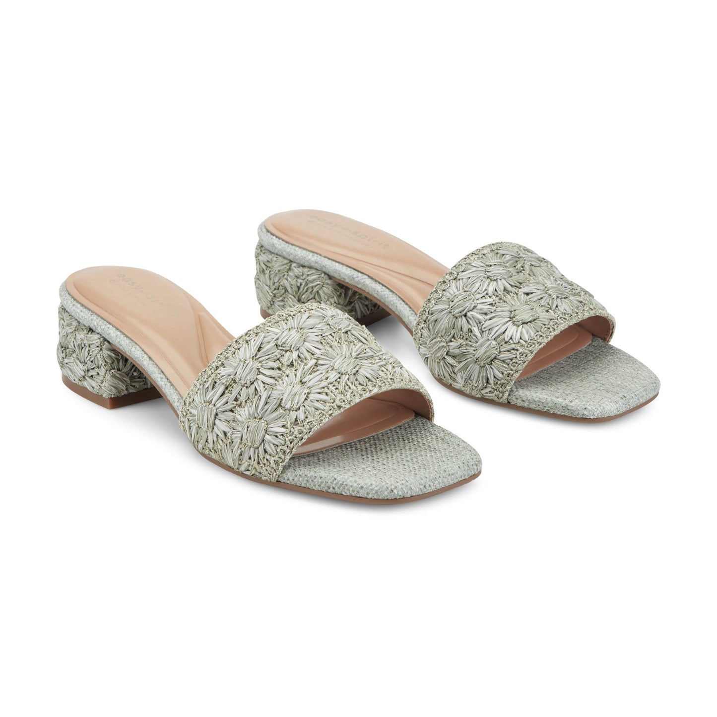 Easy Spirit Rosario Raffia Dress Sandals - Light Green
