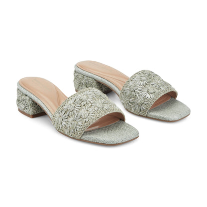 Easy Spirit Rosario Raffia Dress Sandals - Light Green