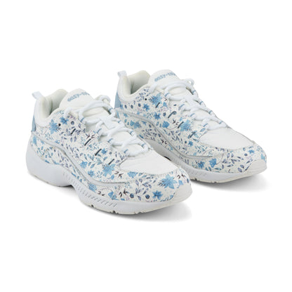 Easy Spirit Romy Walking Shoes - White/Blue Floral