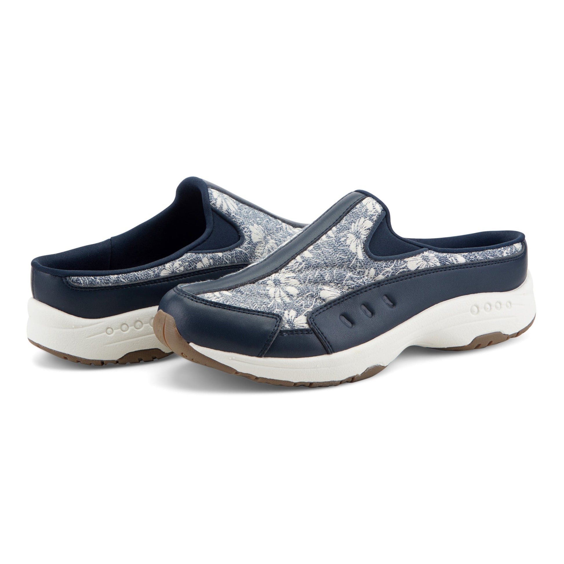 Easy Spirit Traveltime Clogs - Navy/White Floral