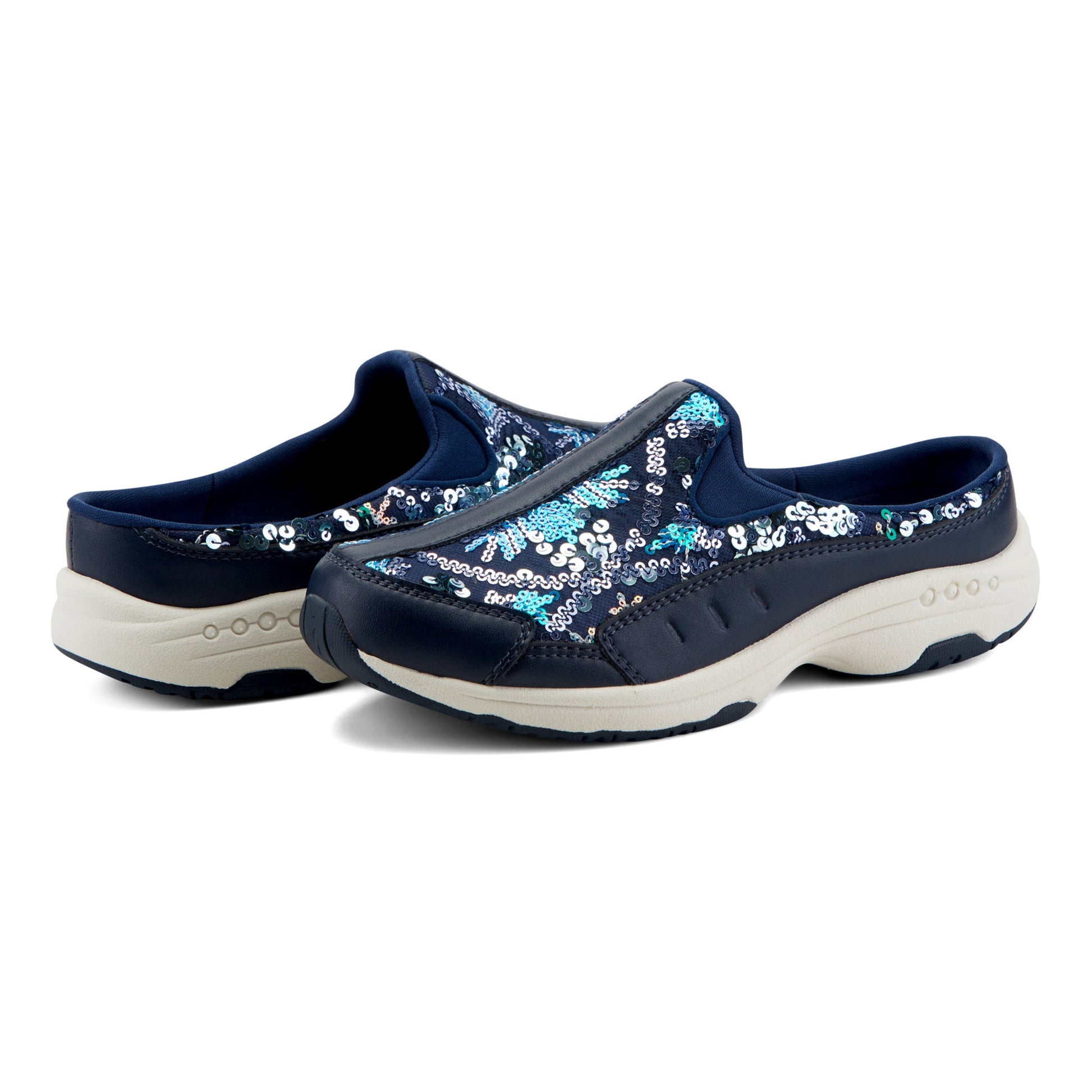 Easy Spirit Traveltime Clogs - Dark Blue/Sequins