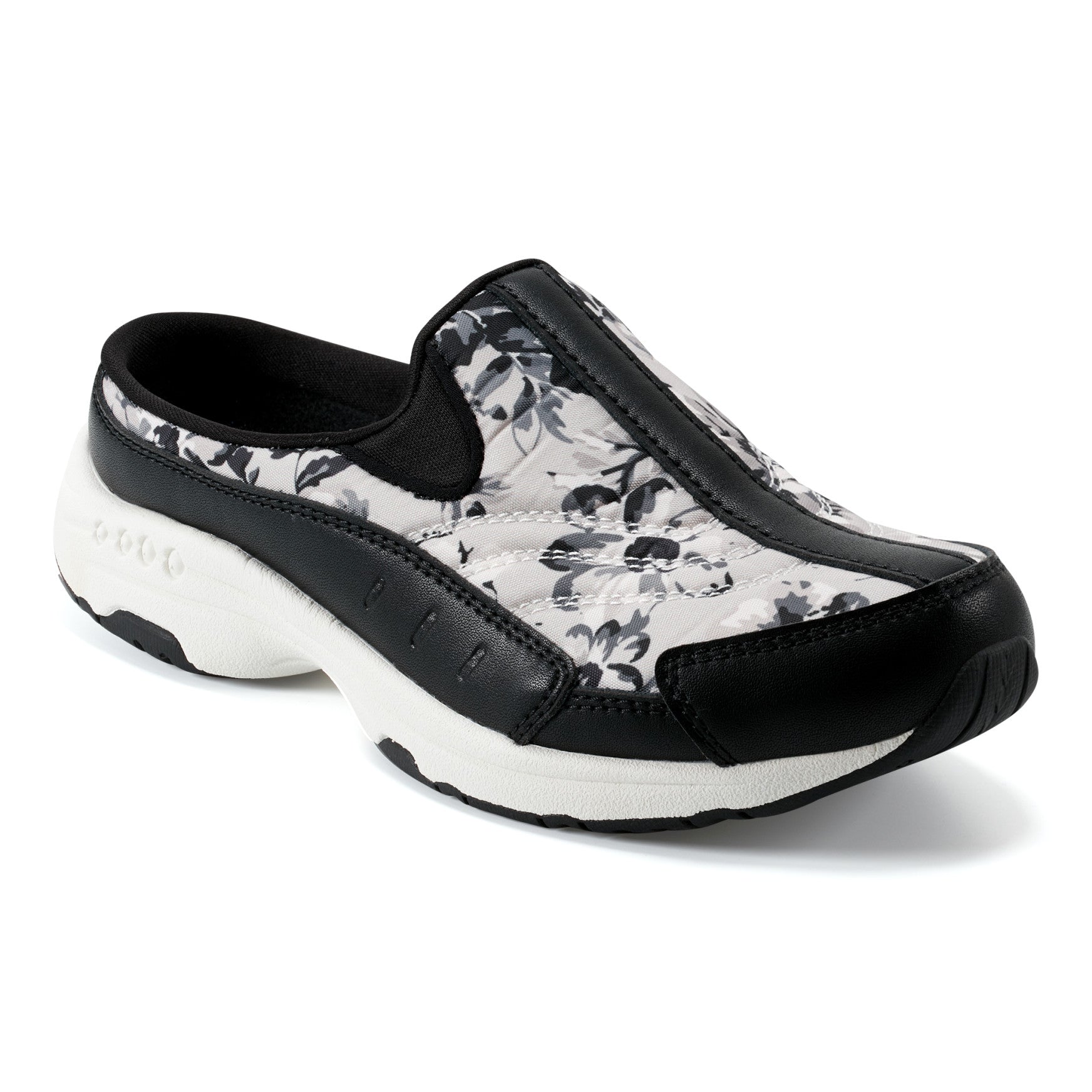 Easy Spirit Traveltime Clogs - Black/White Floral